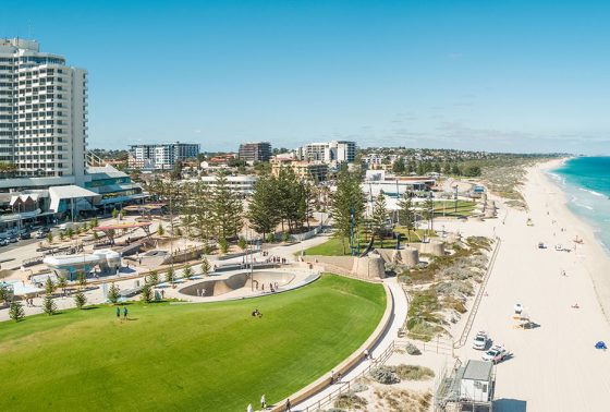 Scarborough beach, park, and skate park